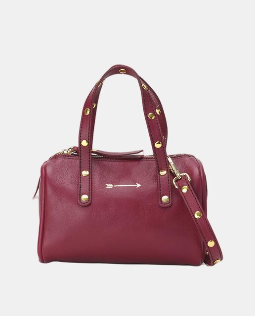 Imagem 0 de Mala Tipo Bowling Média em Pele com Tachas Douradas