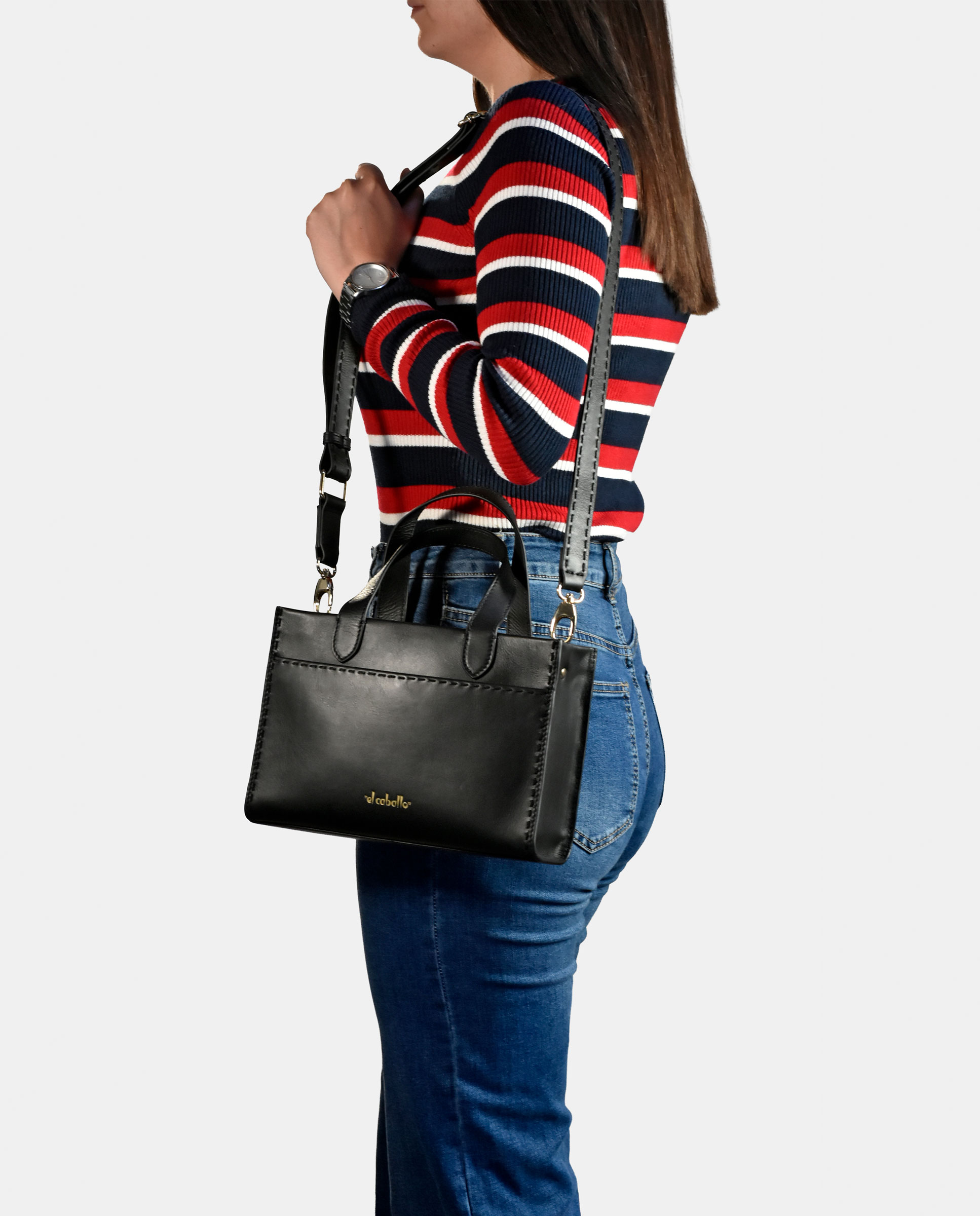Mala Crossbody em Pele Tipo Napa Preto-4