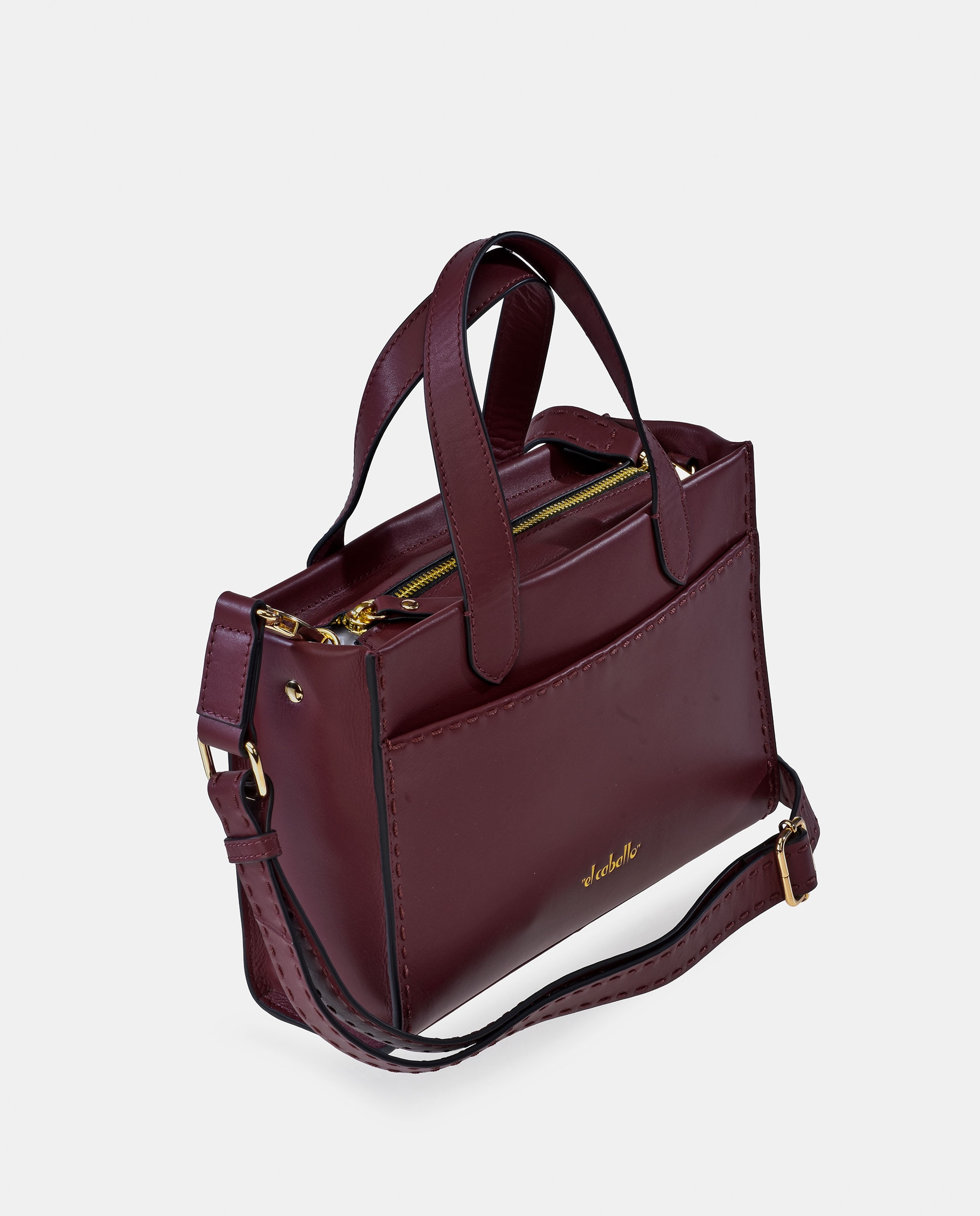 Mala Crossbody em Pele Tipo Napa Bordeaux-2