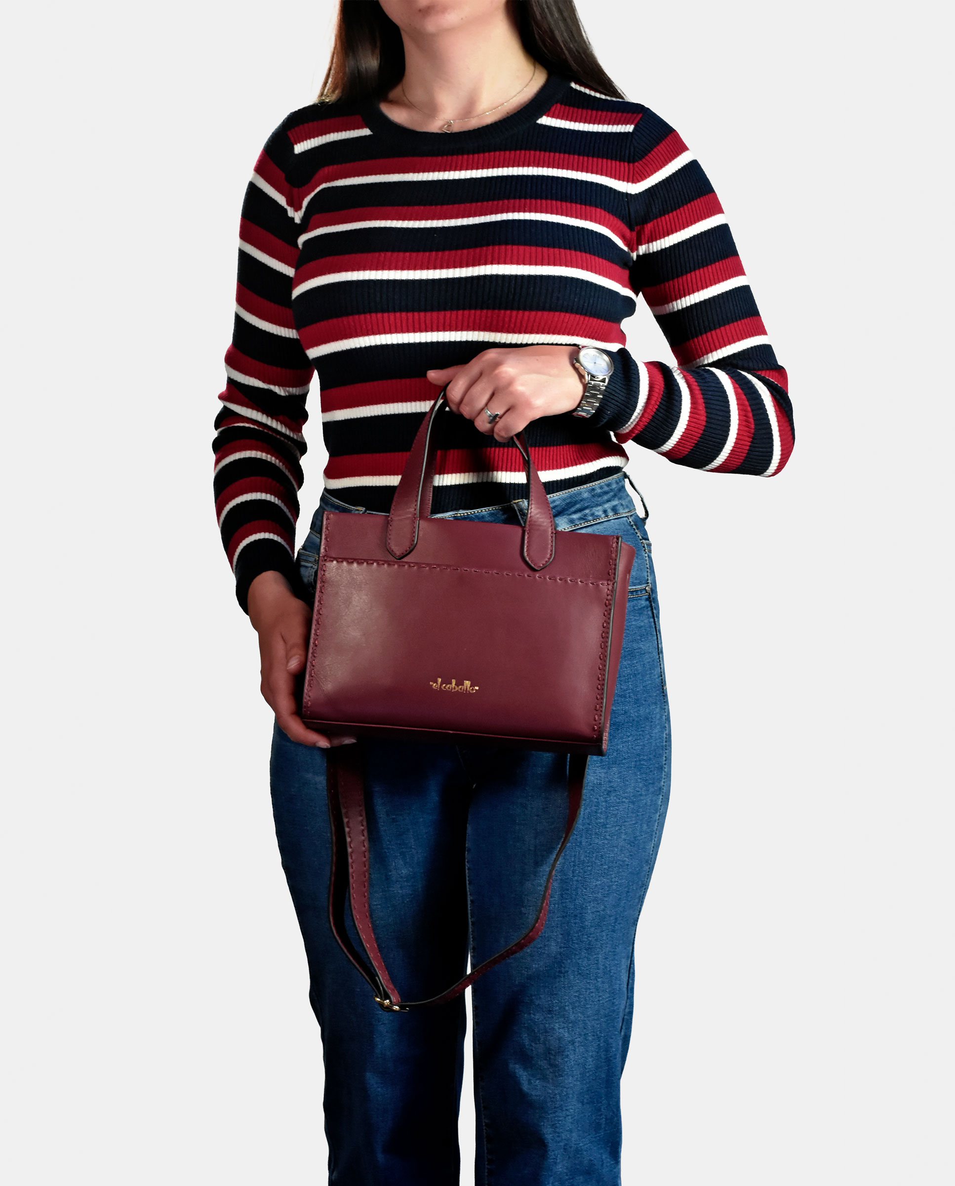 Mala Crossbody em Pele Tipo Napa Bordeaux-4
