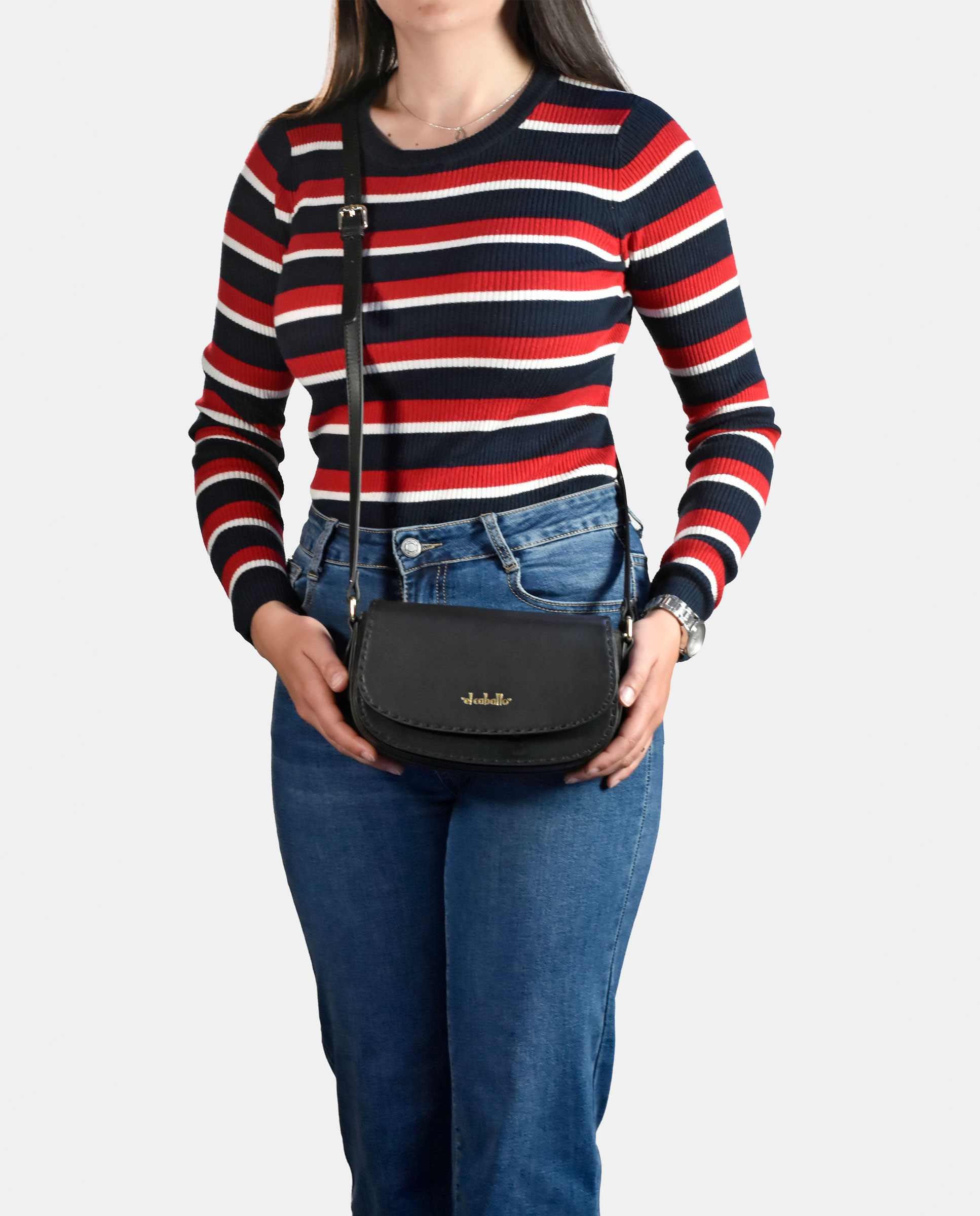 Mala Crossbody em Pele Tipo Napa Preto-4