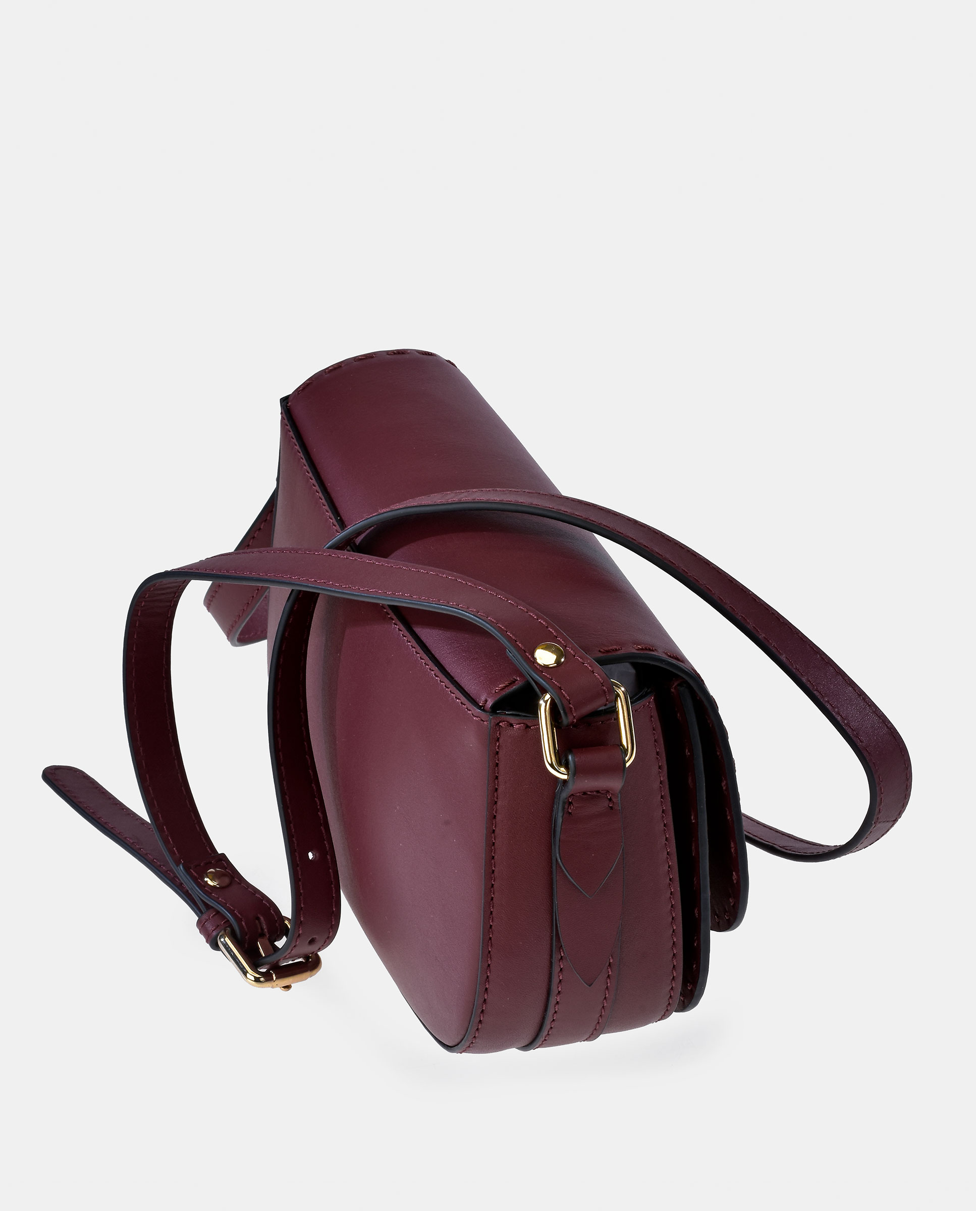 Mala Crossbody em Pele Tipo Napa Bordeaux-4