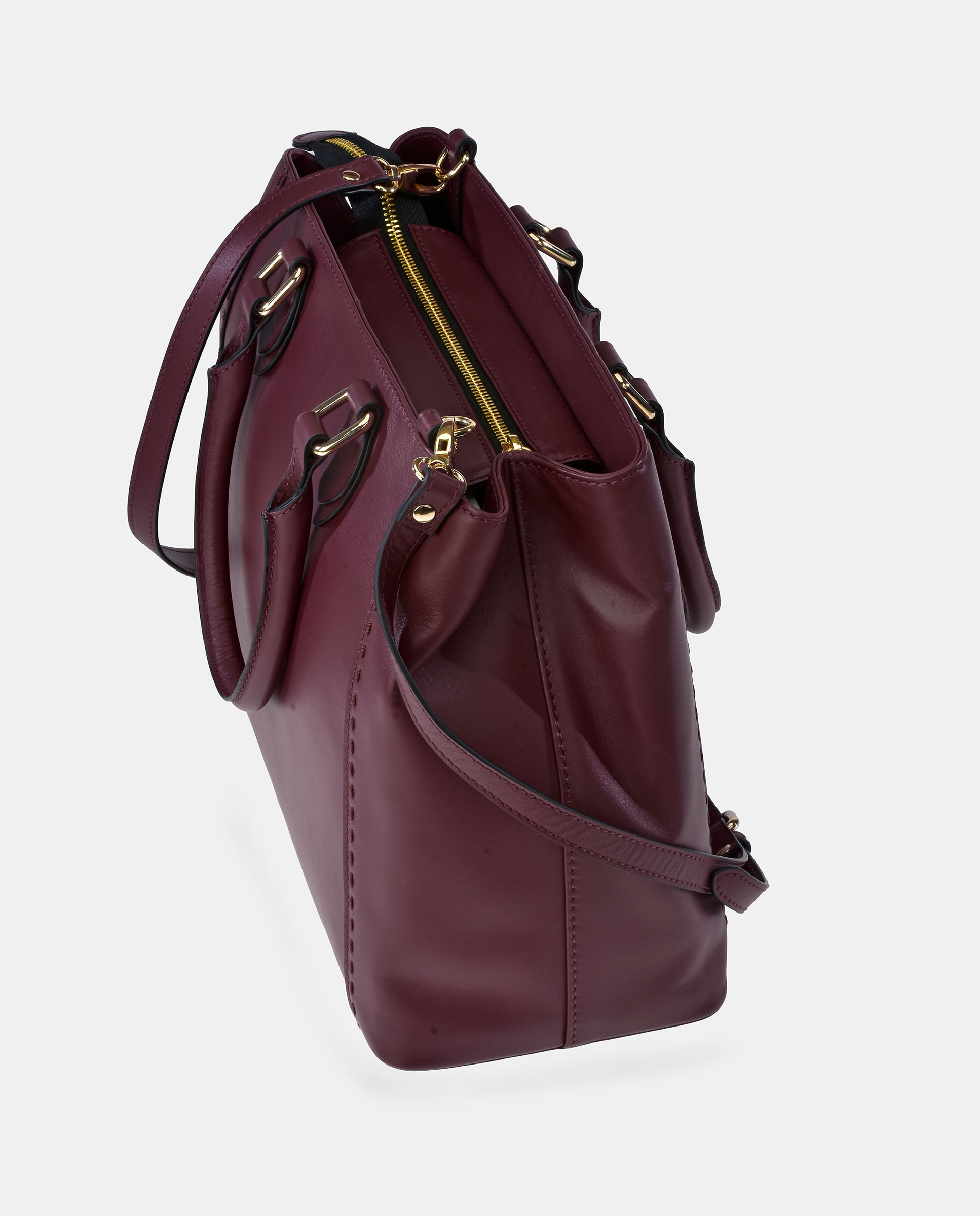 Mala Carryall em Pele Tipo Napa Bordeaux-3