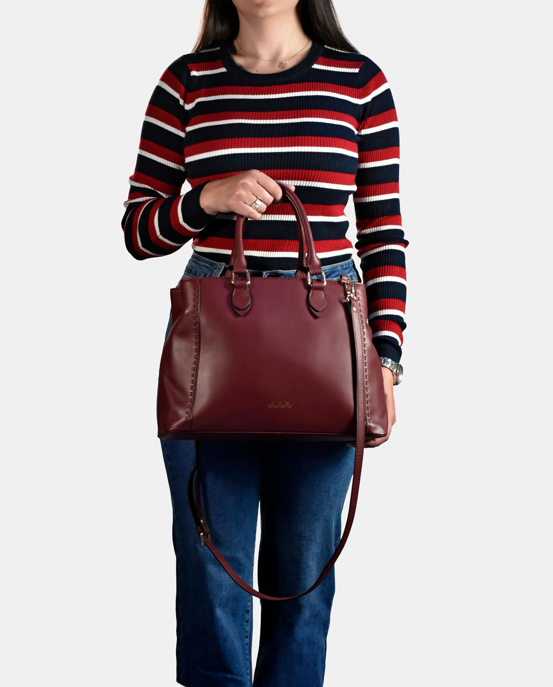 Mala Carryall em Pele Tipo Napa Bordeaux-5