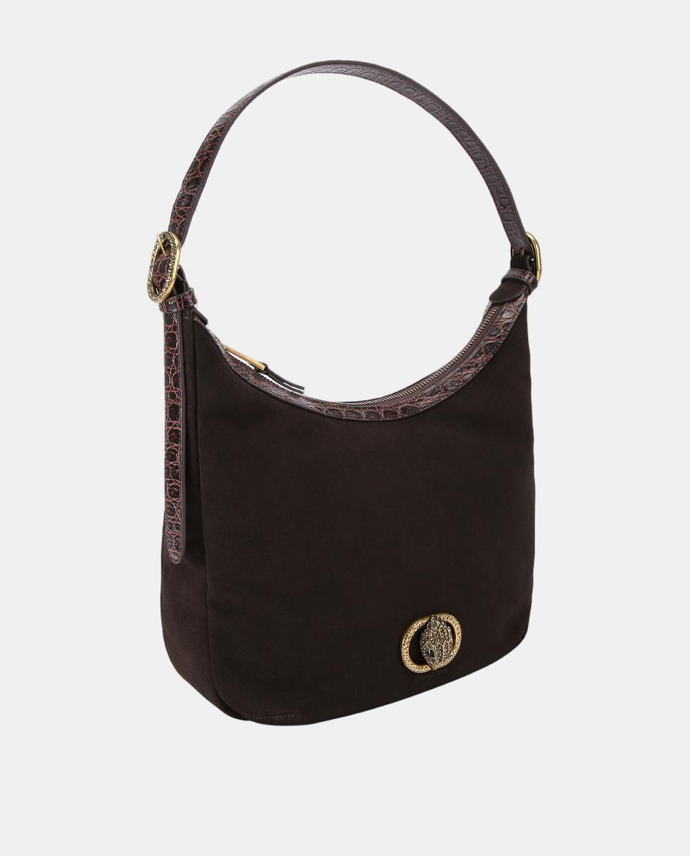 Mala Hobo Chelsea Média em Camurça Castanho-escuro-2