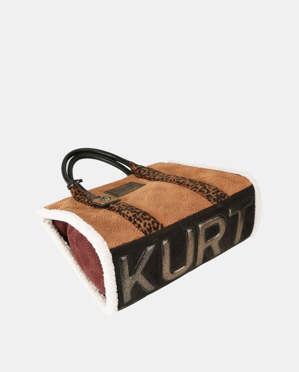 Mala Tipo Tote Southbank em Combinação de Camurça e Pele Camel-2