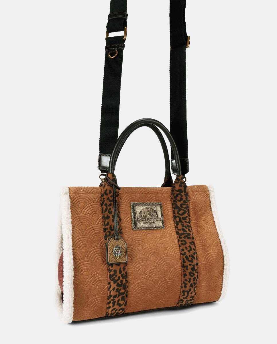 Mala Tipo Tote Southbank em Combinação de Camurça e Pele Camel-3