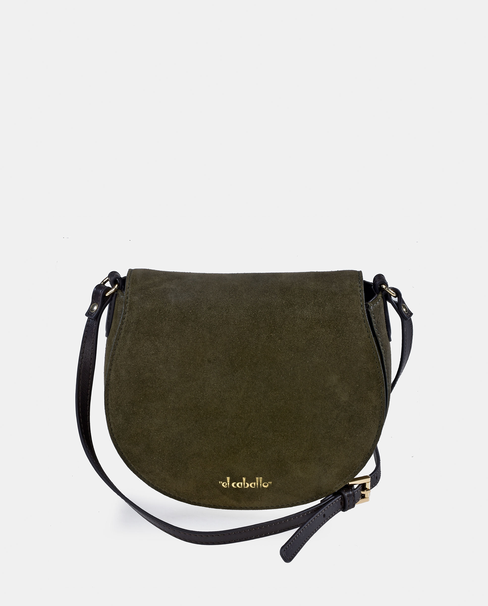 Mala Crossbody em Croute e Pele Tipo Napa com Aba Verde-escuro-1
