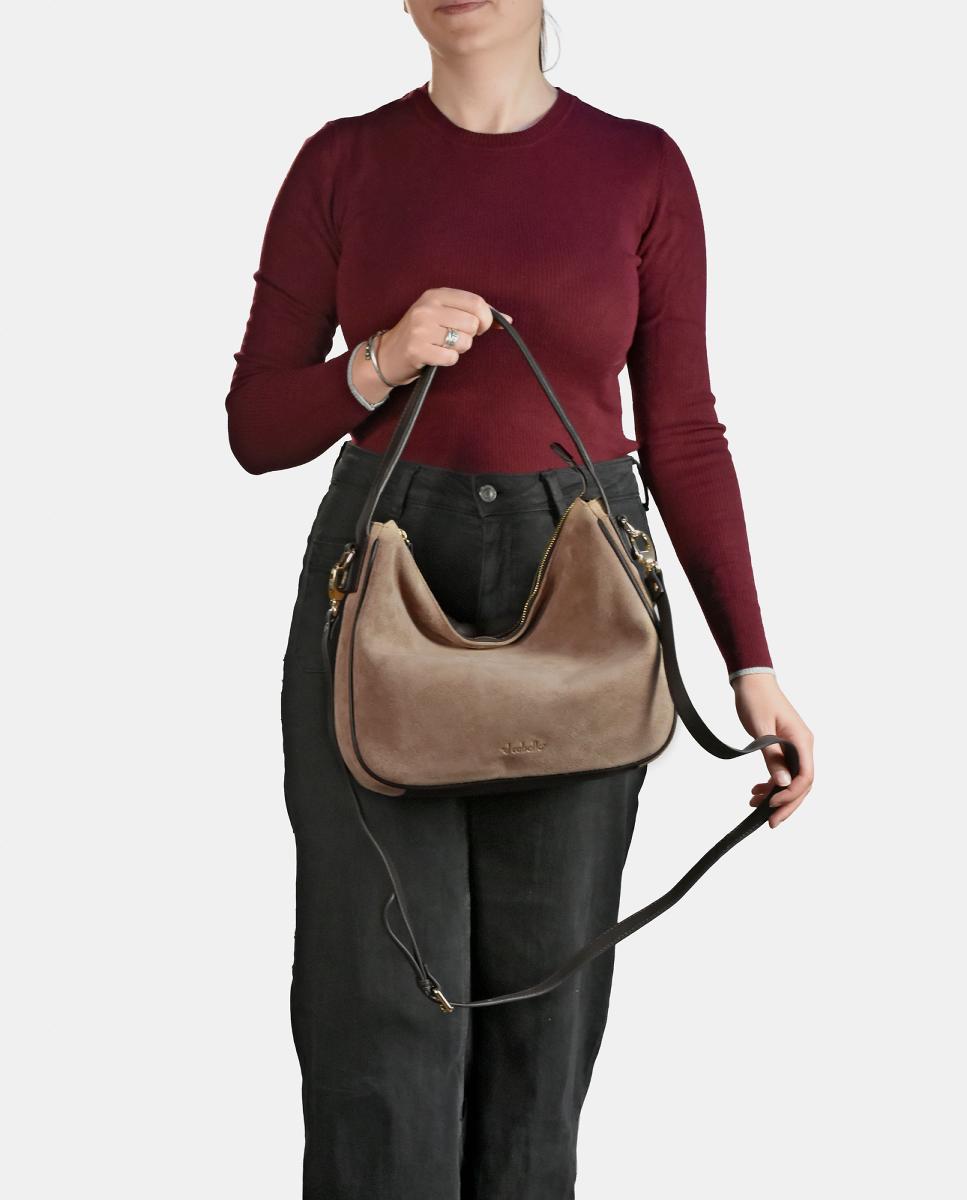 Bolso Hombro realizado en Serraje y Piel Napa - El Caballo - Topo Topo-5