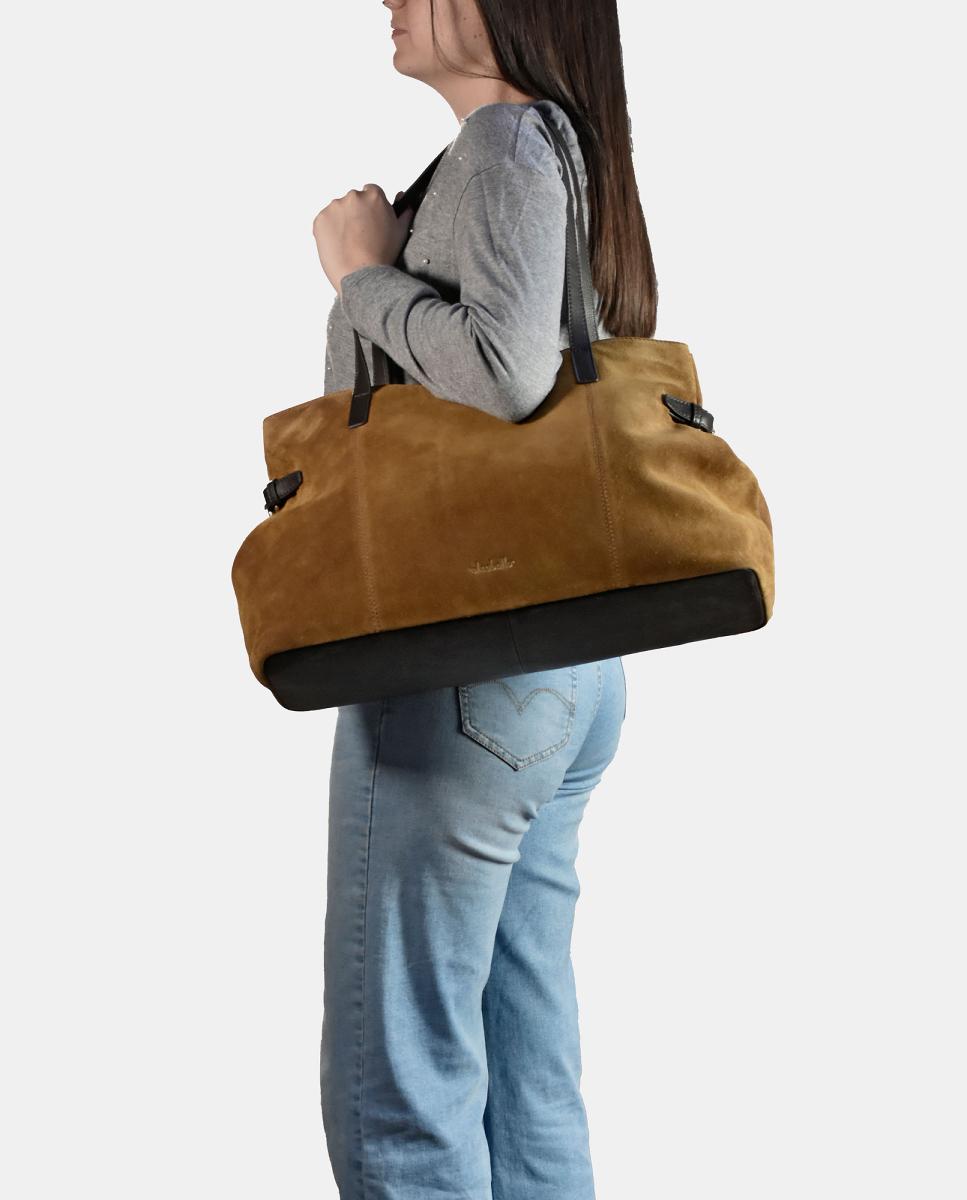 Mala Shopper em Croute e Pele Tipo Napa Camel-5