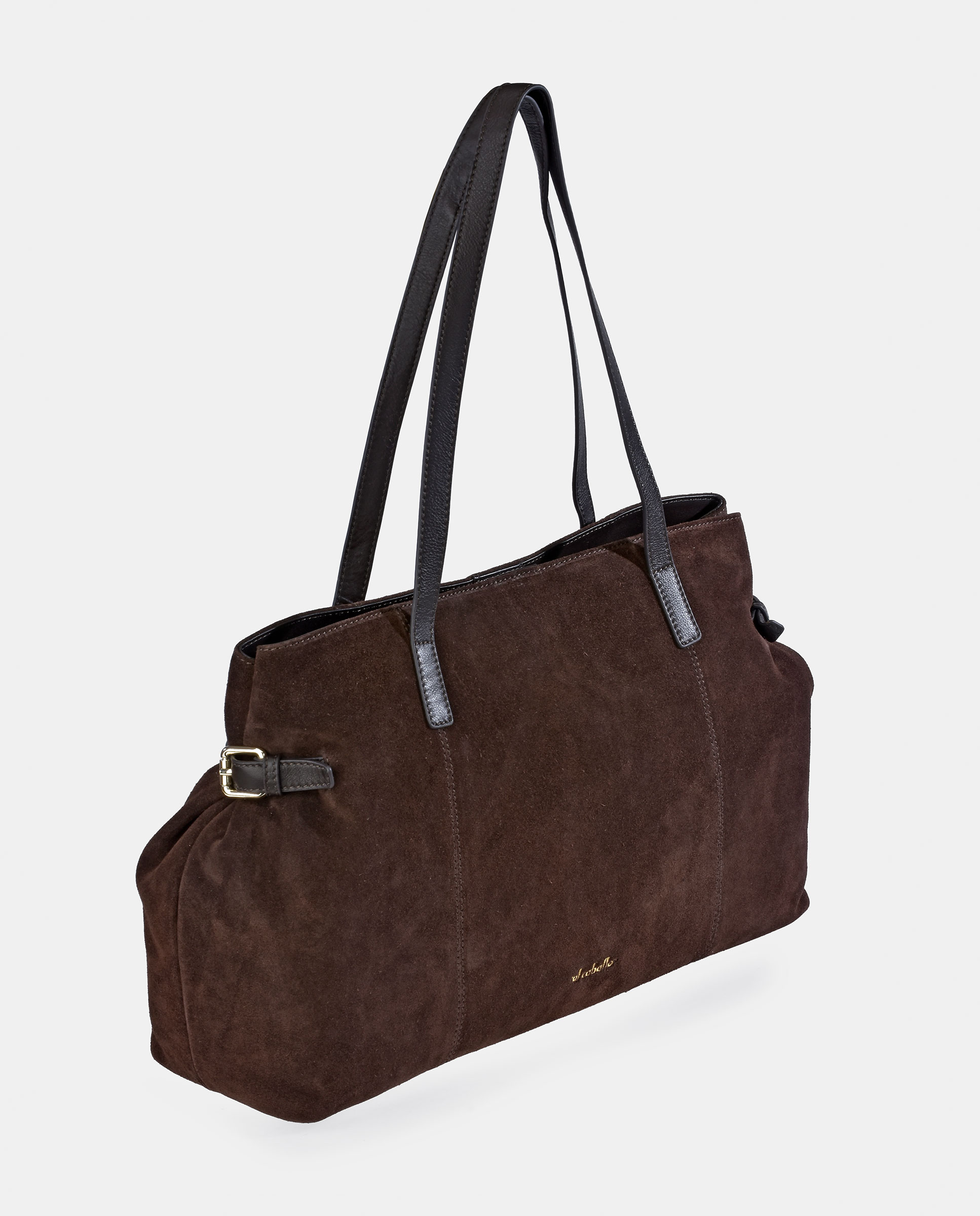 Bolso Shopping realizado en Serraje y Piel Napa - El Caballo - Marrón Marrón-2