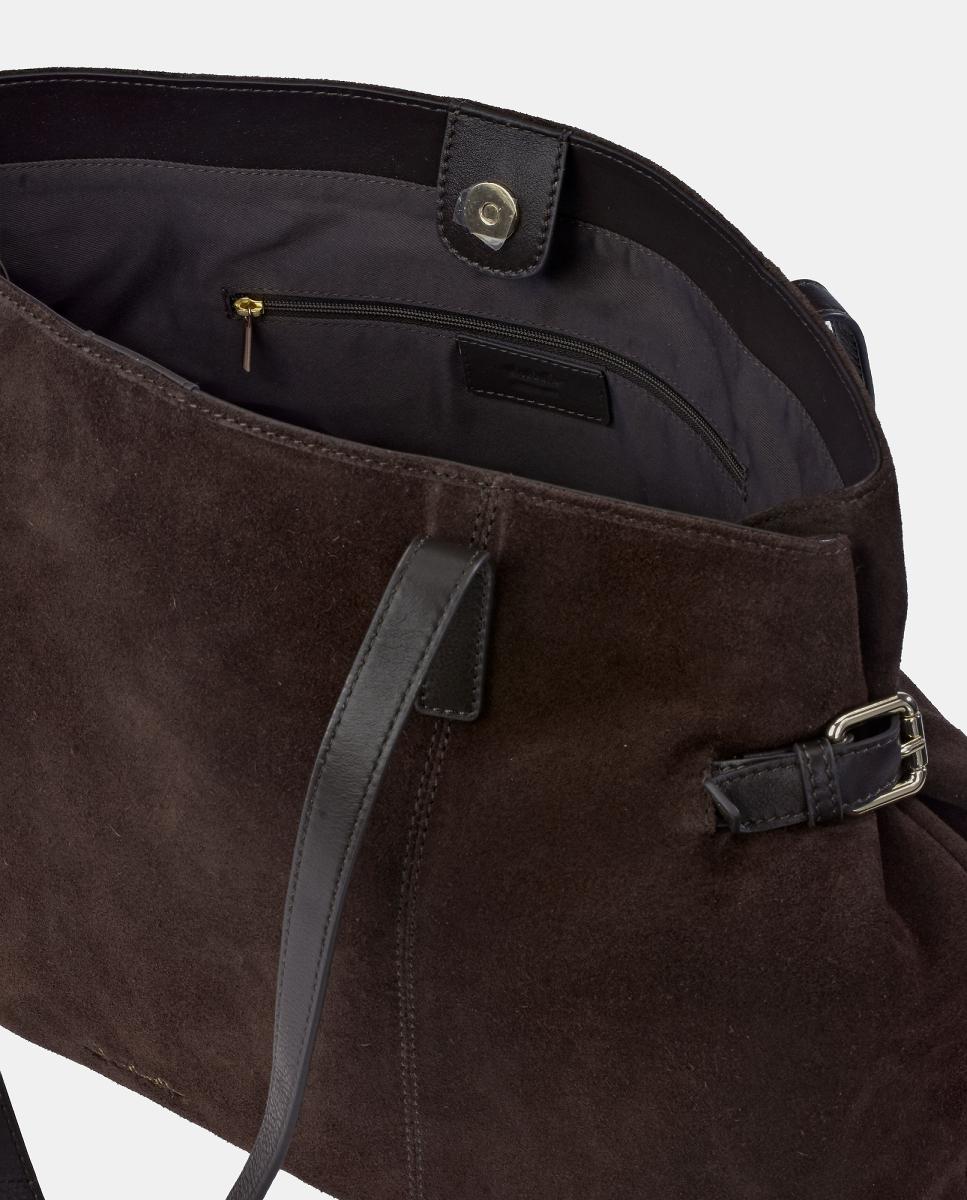 Bolso Shopping realizado en Serraje y Piel Napa - El Caballo - Marrón Marrón-3