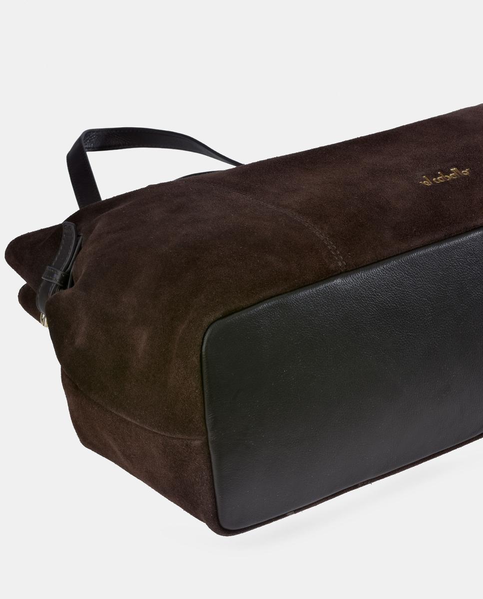 Bolso Shopping realizado en Serraje y Piel Napa - El Caballo - Marrón Marrón-4