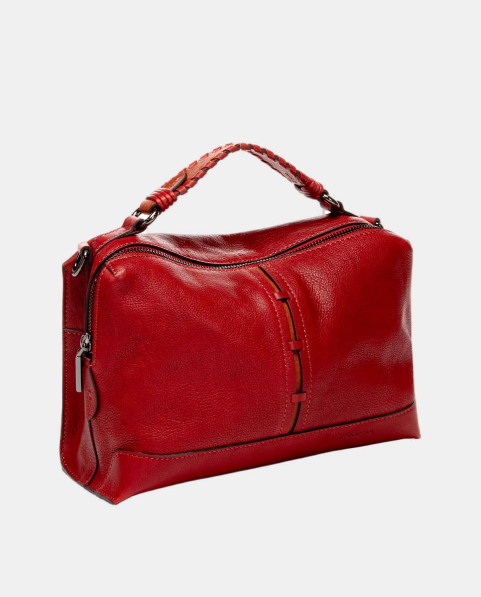 Mala a Tiracolo em Pele com Detalhe Entrançado Vermelho-2