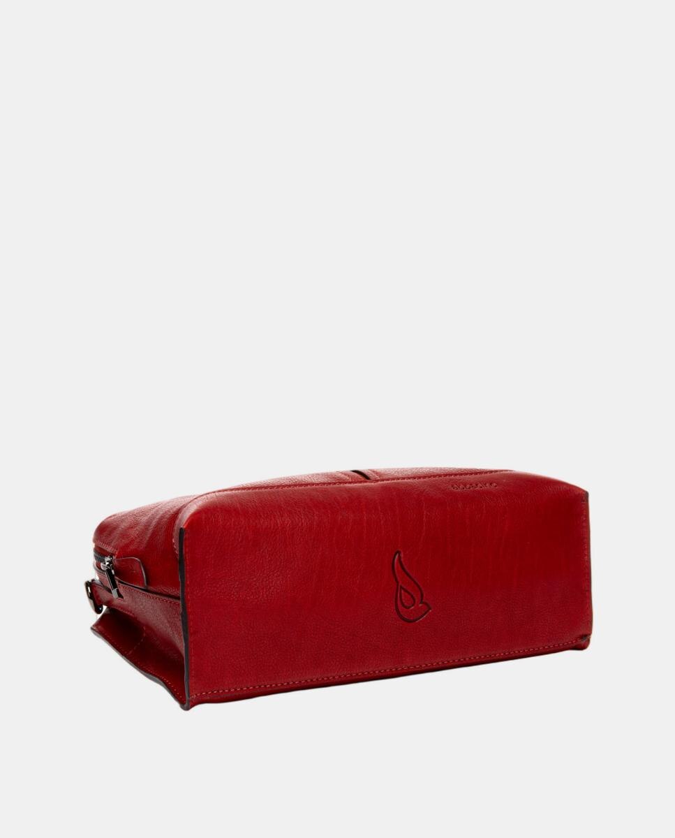 Mala a Tiracolo em Pele com Detalhe Entrançado Vermelho-5