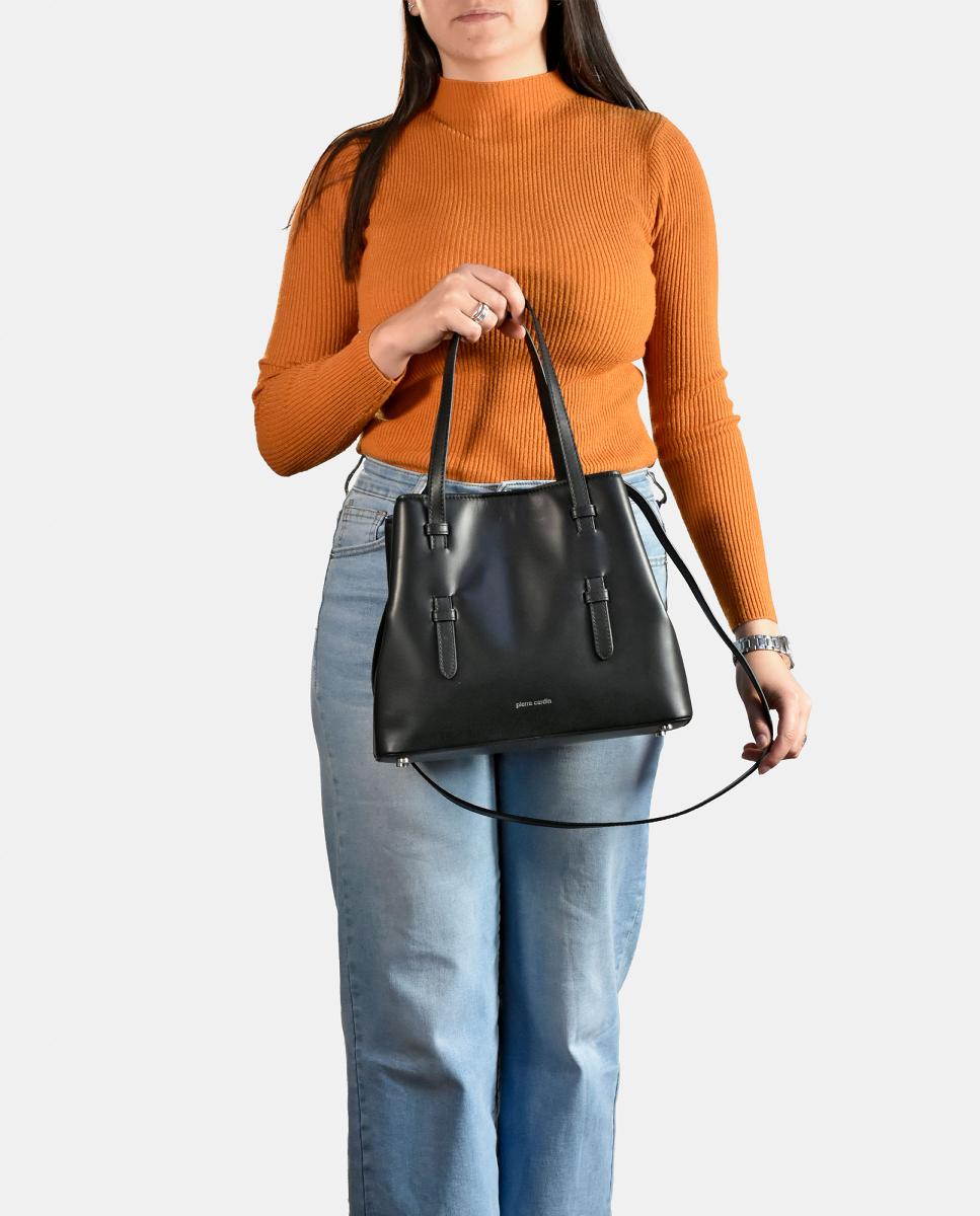 Mala Shopper em Pele Suave Preto-4