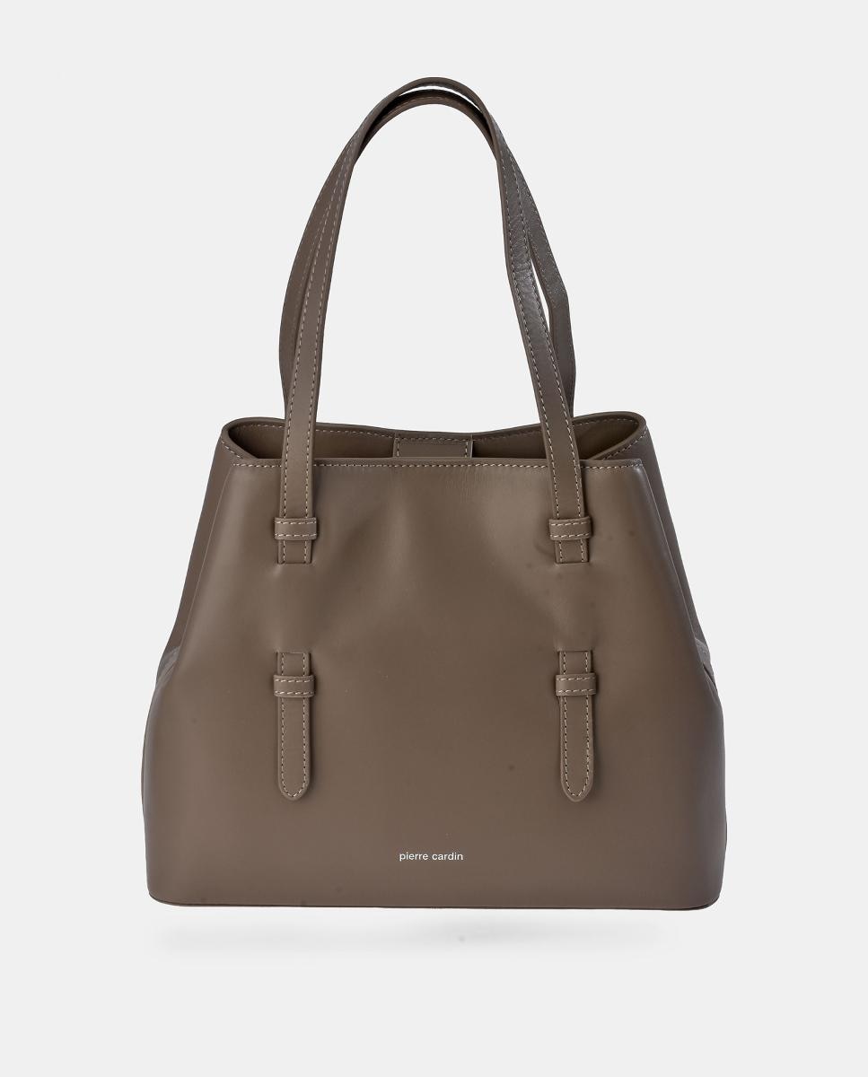 Mala Shopper em Pele Suave Taupe-1