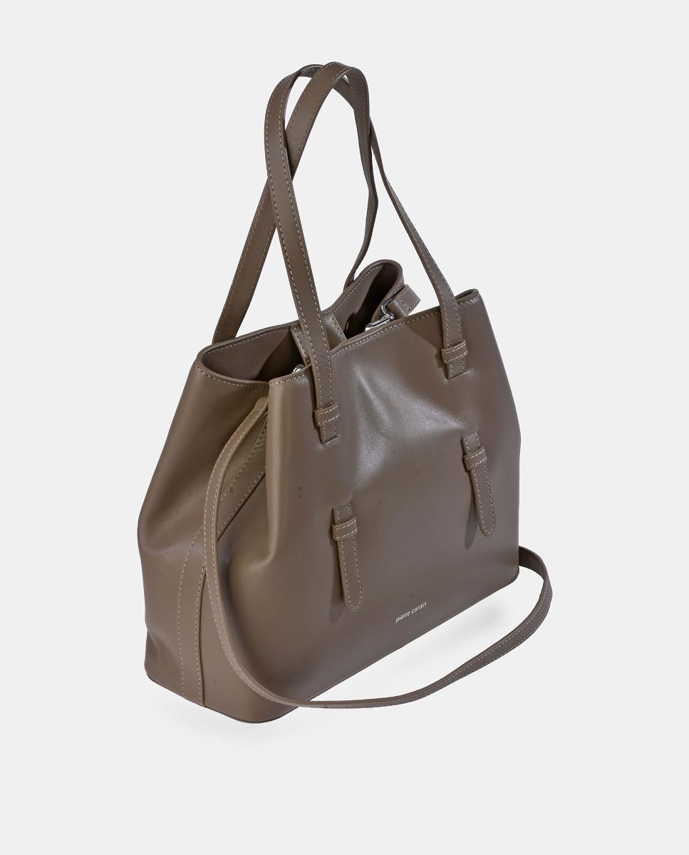 Mala Shopper em Pele Suave Taupe-2