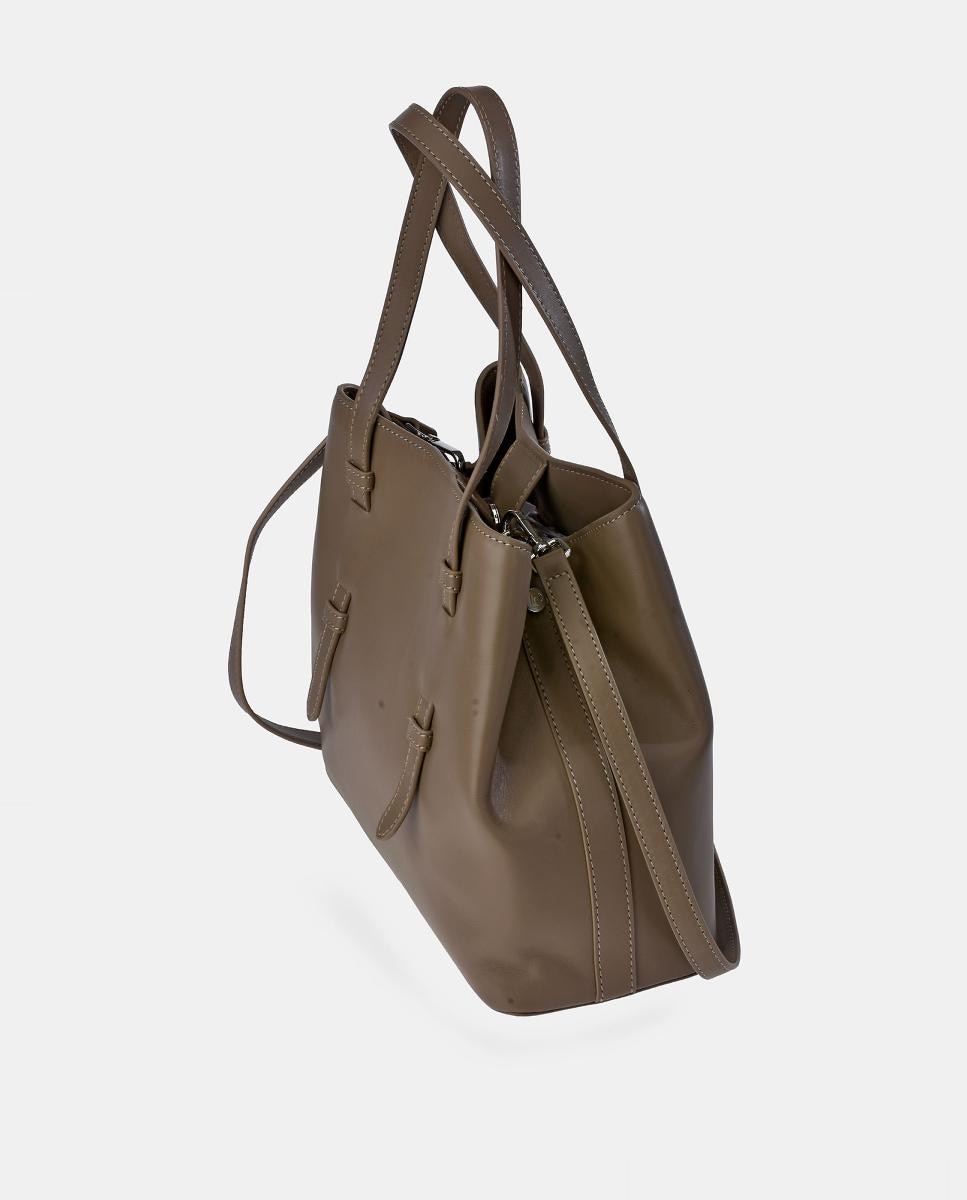 Mala Shopper em Pele Suave Taupe-3