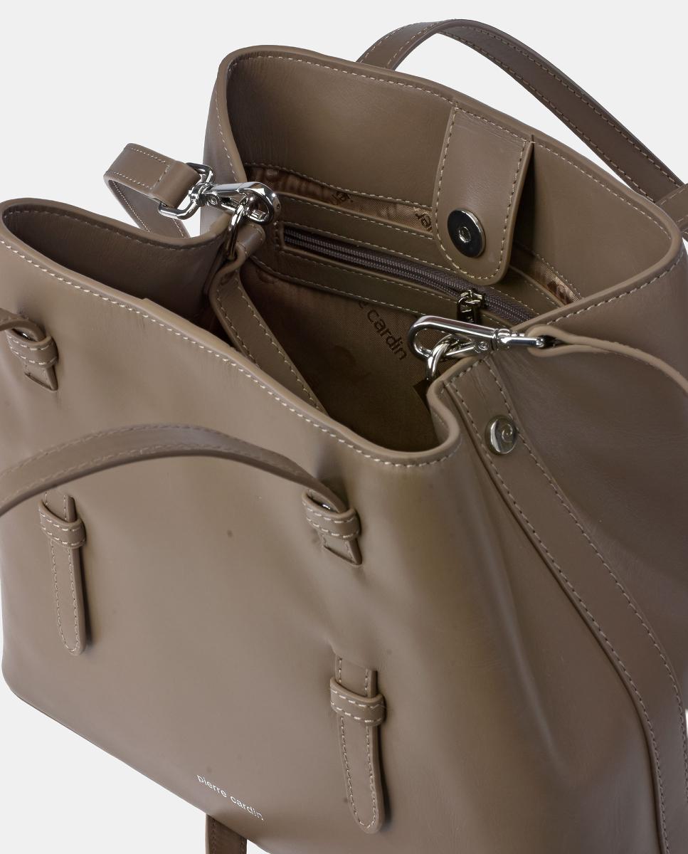 Mala Shopper em Pele Suave Taupe-5