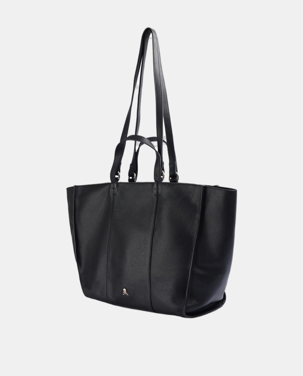 Mala Shopper em Pele com Alça Dupla Preto-2