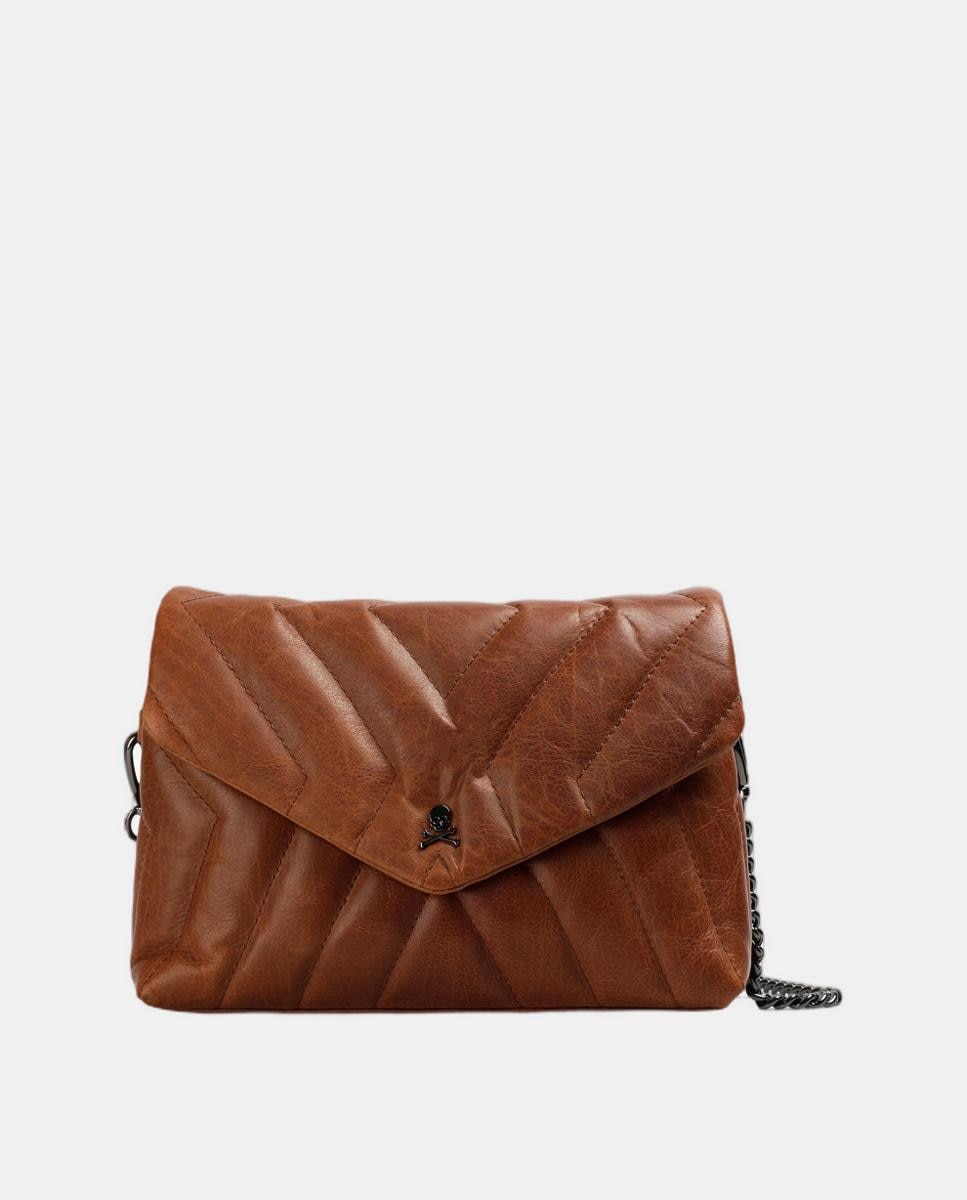 Mala Mini com Alça de Corrente Acolchoada Castanho-4