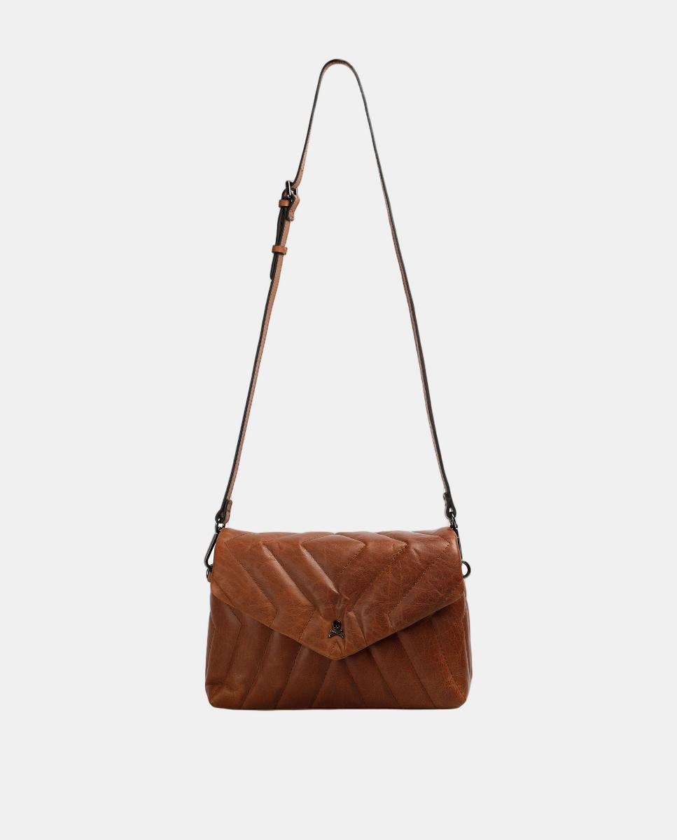 Mala Mini com Alça de Corrente Acolchoada Castanho-5