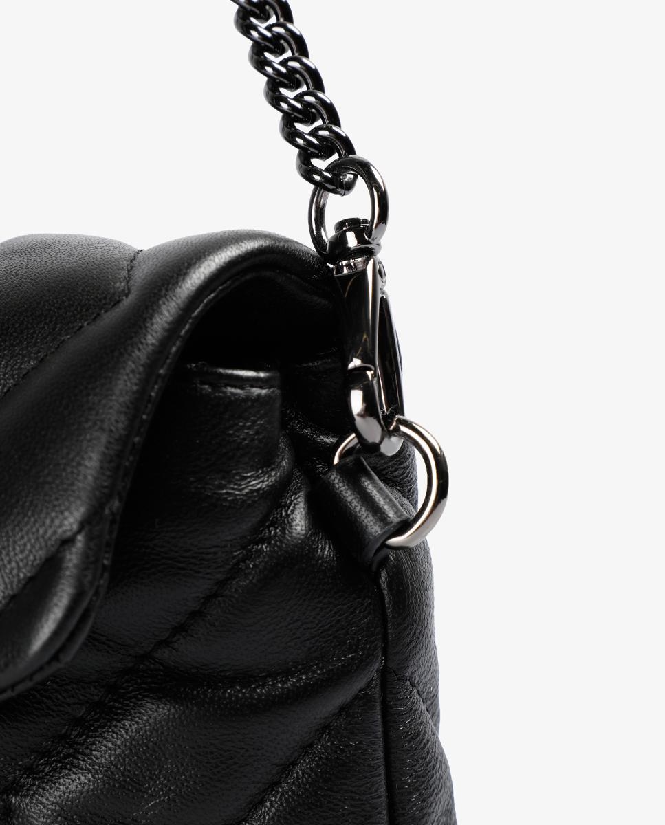 Mala de Ombro Pequena em Pele Preto-7