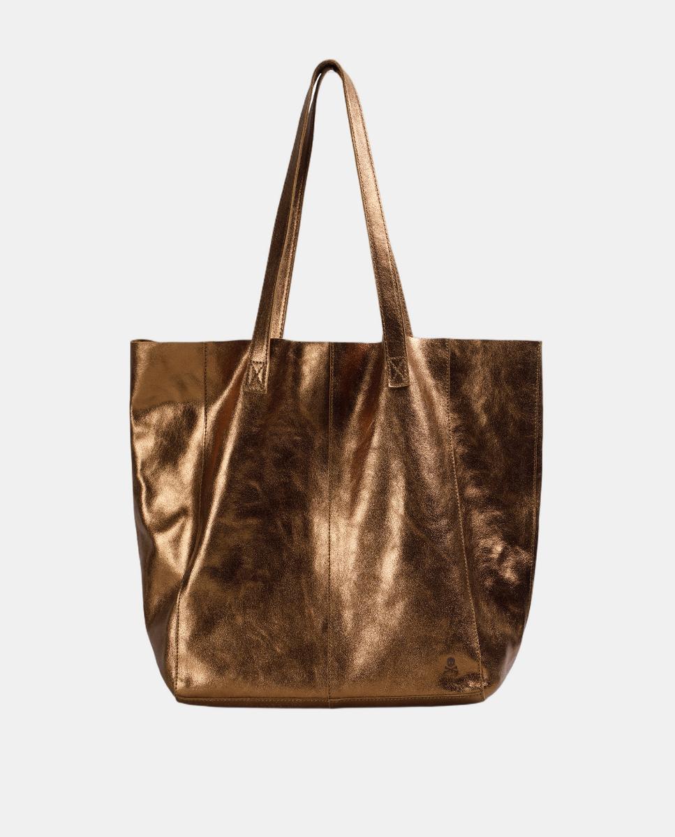 Mala Shopper em Pele Metalizada Ouro-2
