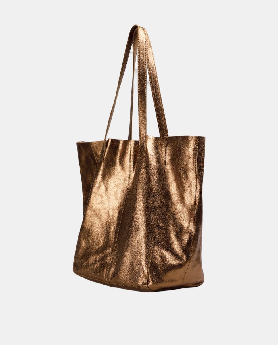 Mala Shopper em Pele Metalizada Ouro-4