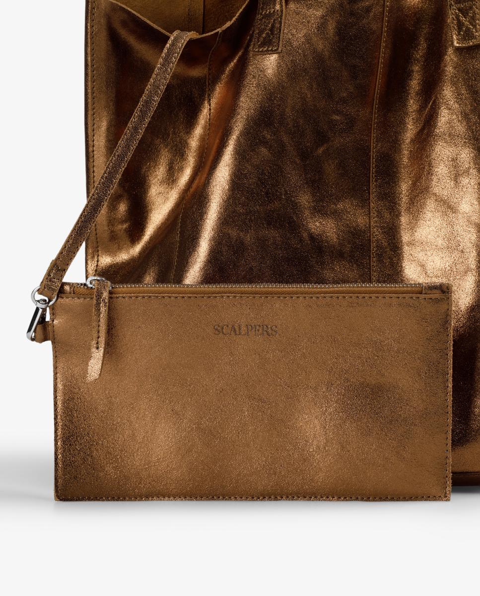 Mala Shopper em Pele Metalizada Ouro-7