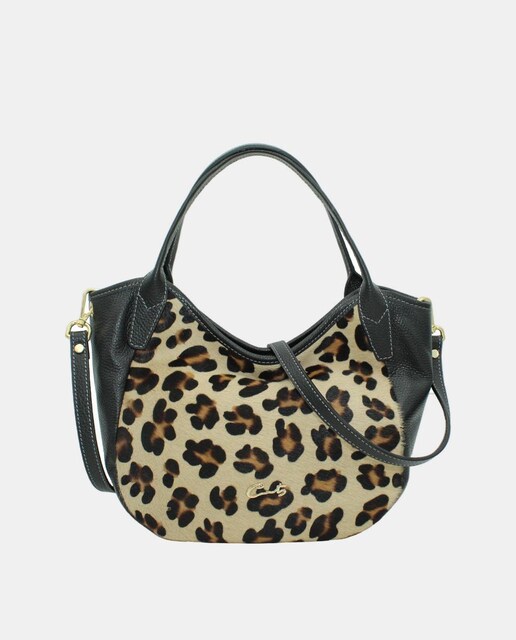 Imagem 0 de Mala Tipo Tote em Pele Chef Combinada com Leopardo