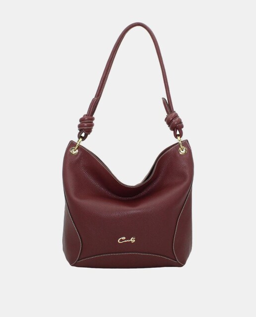 Imagem 0 de Mala Hobo em Pele Chef com Fecho de Correr e Detalhe de Nós