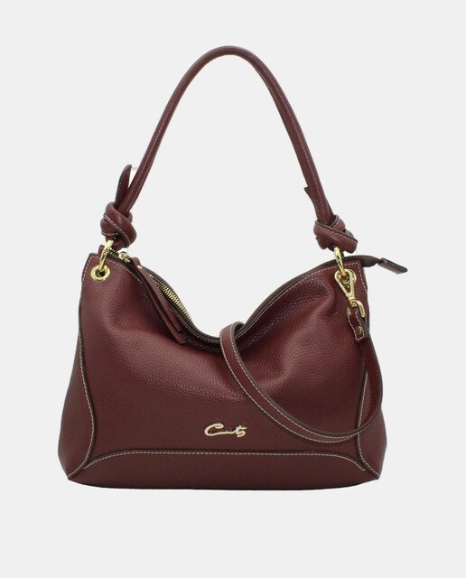 Imagem 0 de Mala Hobo Média em Pele Chef com Fecho de Correr e Detalhe de Nós