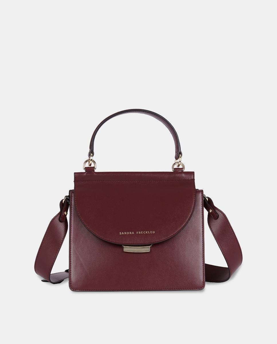 Bolso de mano con solapa en piel lisa - Sandra Freckled - Burdeos Burdeos-1