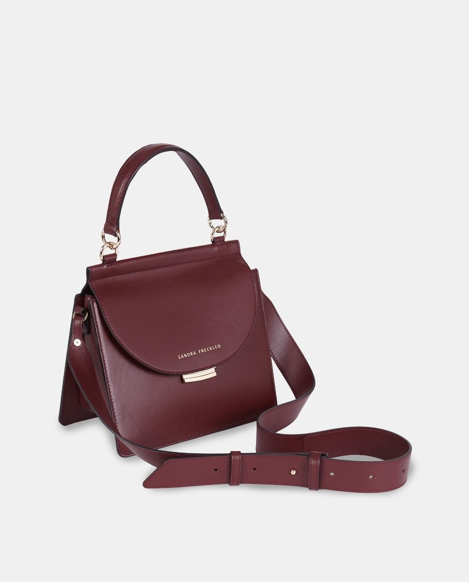 Bolso de mano con solapa en piel lisa - Sandra Freckled - Burdeos Burdeos-2