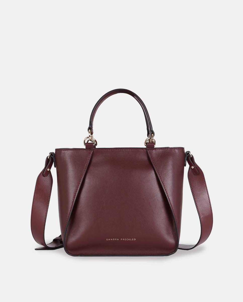 Bolso de mano en piel lisa - Sandra Freckled - Burdeos Burdeos-1