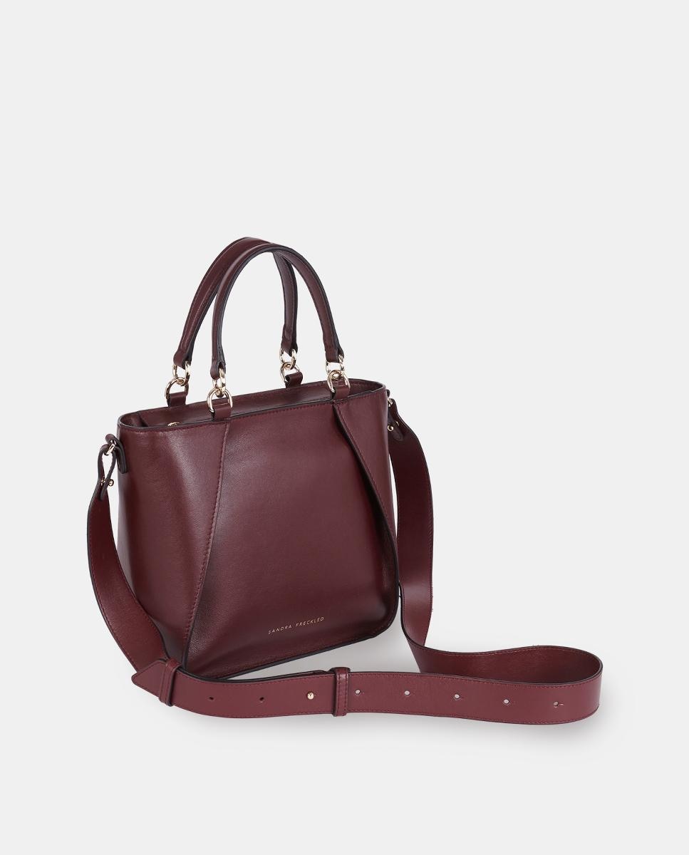 Bolso de mano en piel lisa - Sandra Freckled - Burdeos Burdeos-2