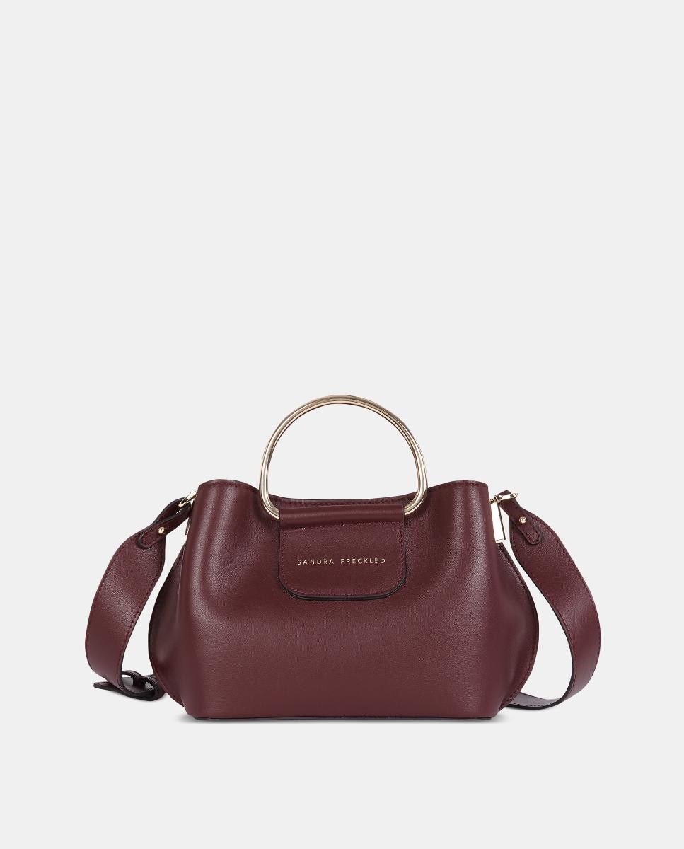 Imagen 1 de Bolso de mano con bandolera en piel - Sandra Freckled - Burdeos Burdeos