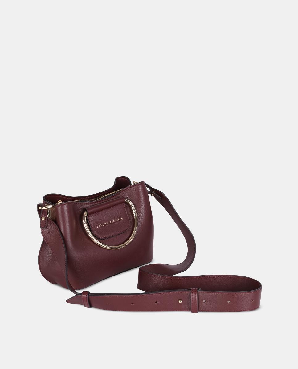 Imagen 2 de Bolso de mano con bandolera en piel - Sandra Freckled - Burdeos Burdeos