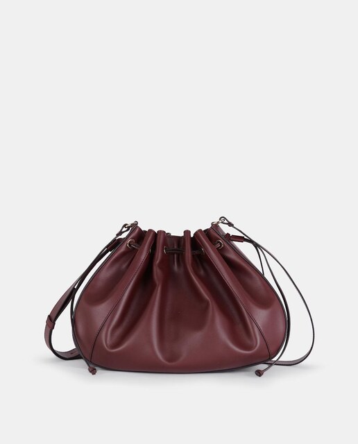 Imagem 0 de Mala Crossbody em Pele Lisa com Alça de Tiracolo Larga e Fecho de Cordão