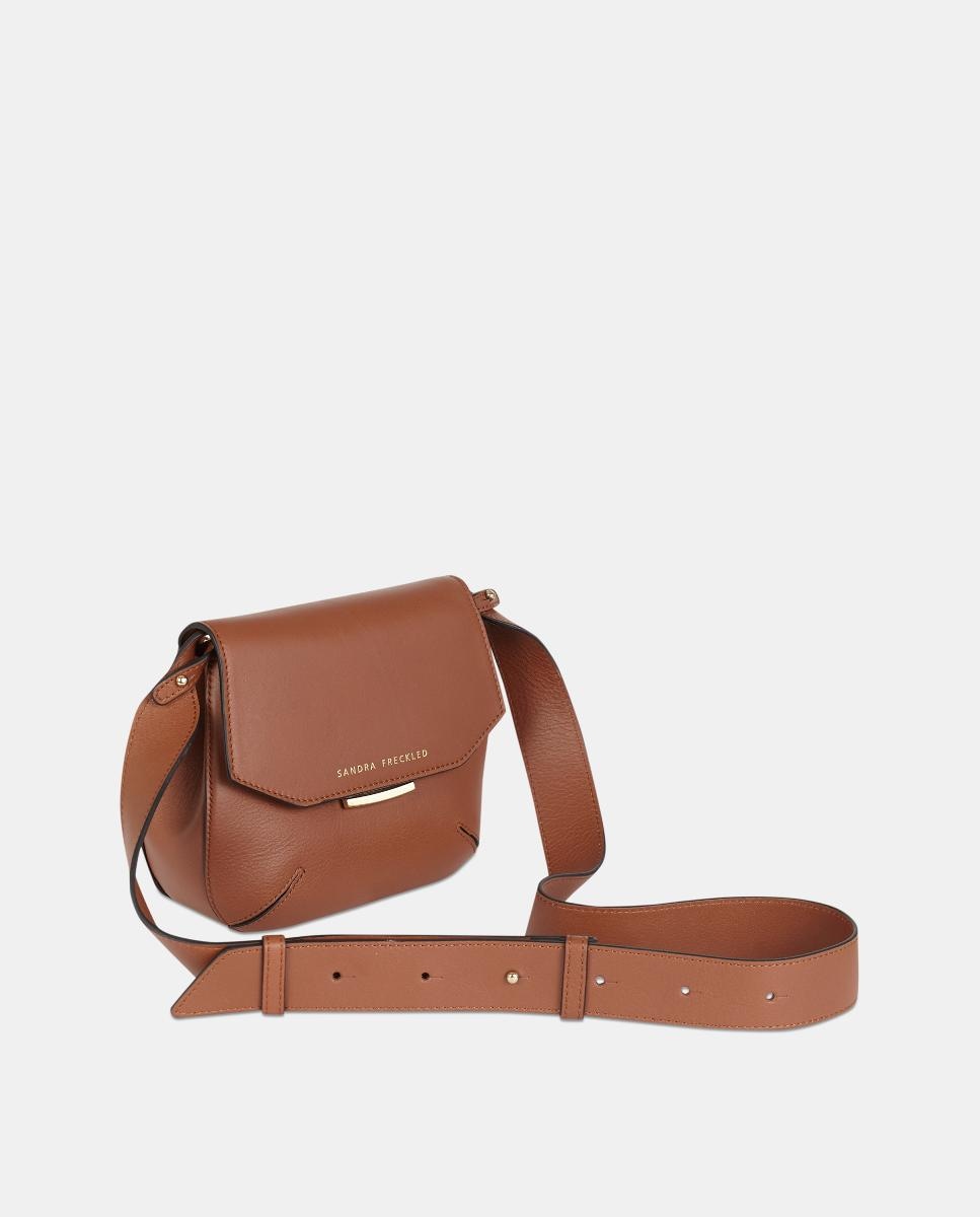 Mala a Tiracolo Pequena em Pele Camel-2