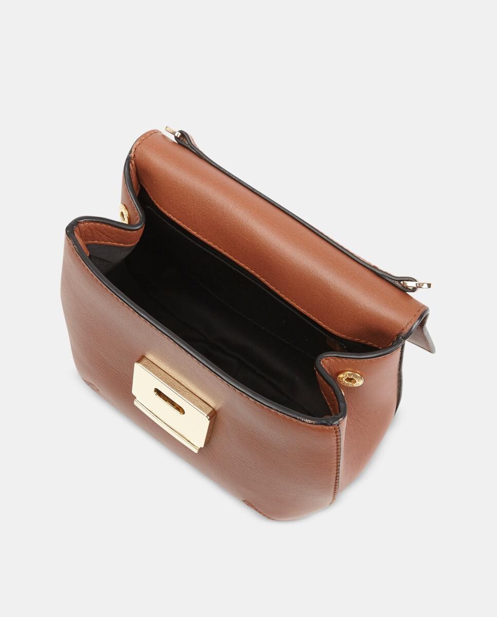 Mala a Tiracolo Pequena em Pele Camel-3