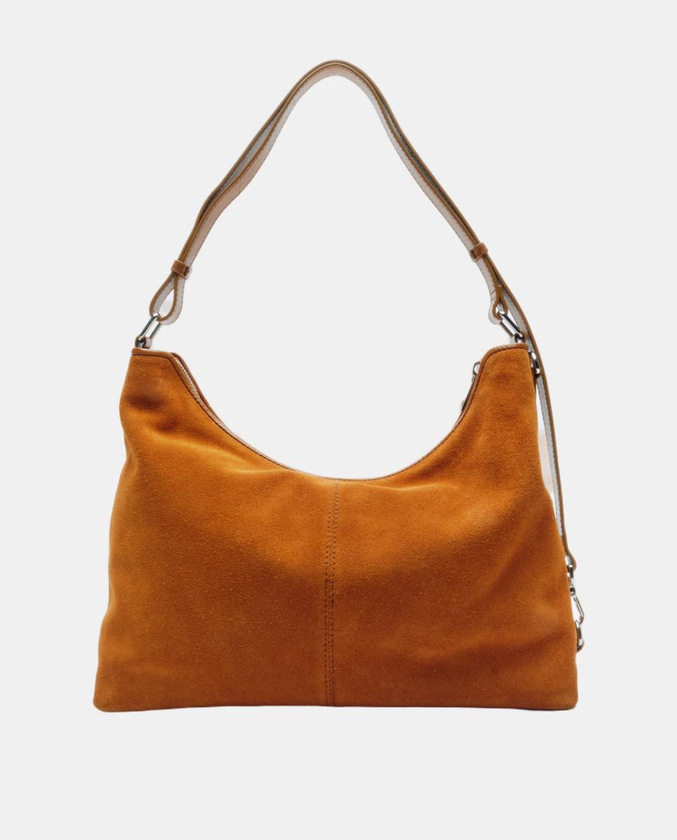 Mala de Ombro Média em Camurça Modelo Rio Camel-4