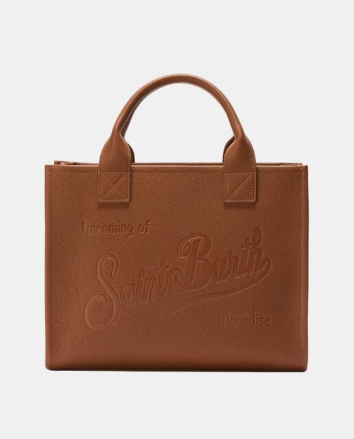 Imagem 0 de Mala de Ombro em Pele com Alça de Tiracolo. Tamanho Médio. Logótipo Gravado em Pele no Mesmo Tom. Alça Curta e Fecho de Correr.