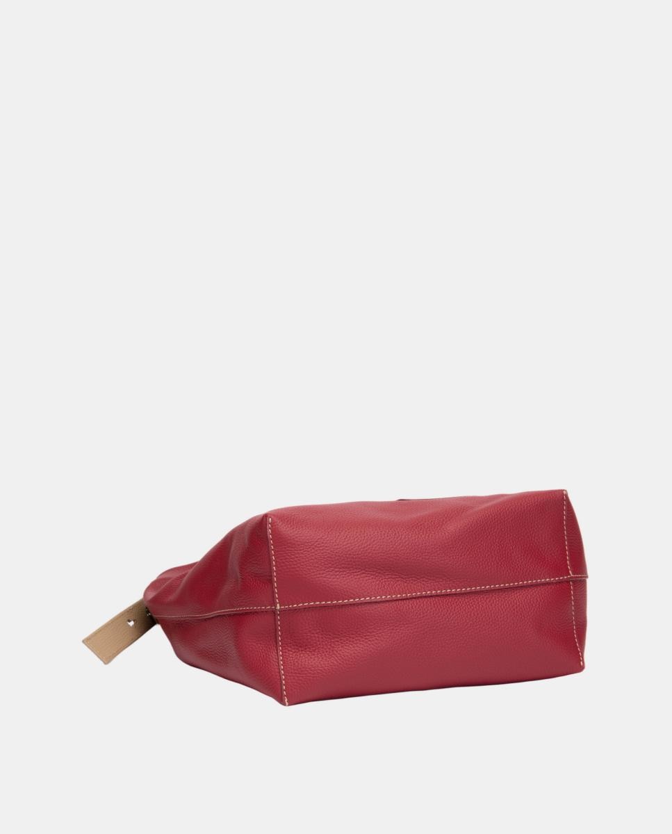 Mala de Ombro em Pele com Alça Ajustável Vermelho-7
