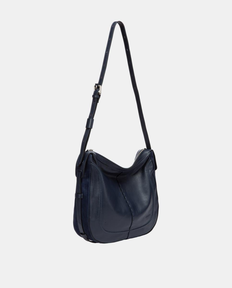 Mala de ombro em pele Azul-2