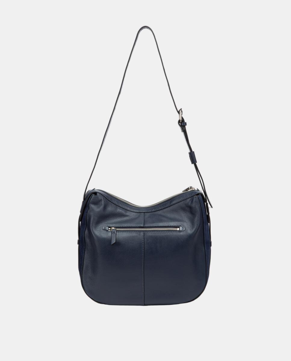 Mala de ombro em pele Azul-3