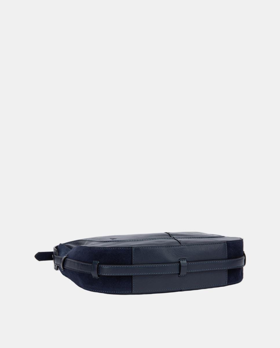 Mala de ombro em pele Azul-4