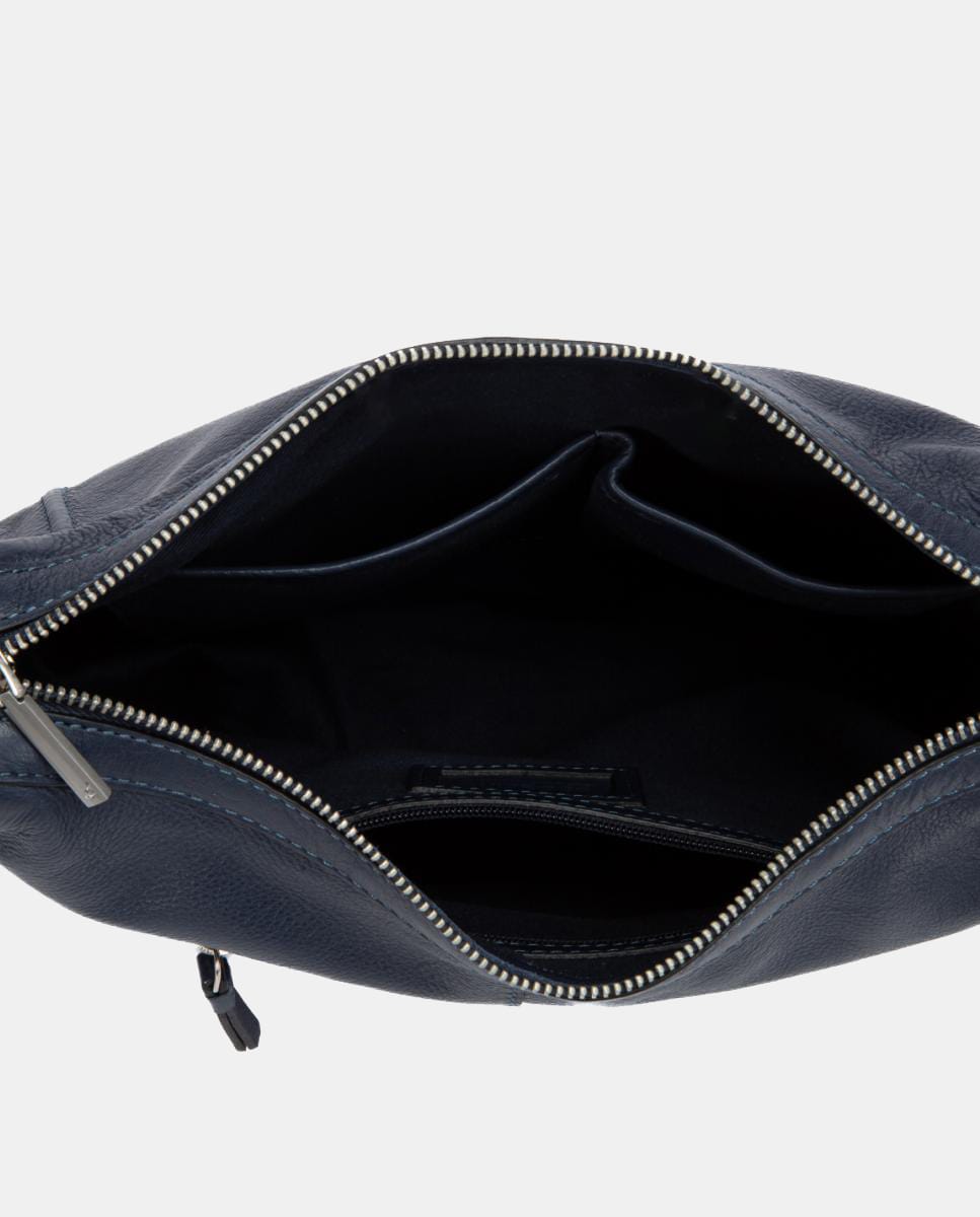 Mala de ombro em pele Azul-5